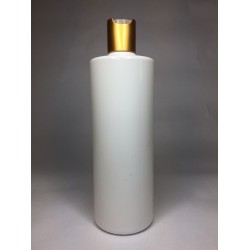 250ml White Cylinder Bottle with Matt Gold Disc Top