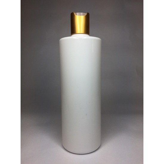 250ml White Cylinder Bottle with Matt Gold Disc Top 250ml White Cylinder Bottle with Matt Gold Disc Top