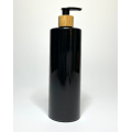 500ml Black PET Plastic Cylinder Bottle with Bamboo Black Lotion Pump