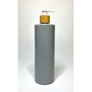 500ml Grey PET Plastic Cylinder Bottles with Bamboo/White Lotion Pump