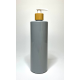 500ml Grey PET Plastic Cylinder Bottles with Bamboo/White Lotion Pump