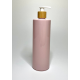 500ml Pink PET Plastic Cylinder Bottles with Bamboo White Lotion Pump