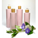 500ml Pink PET Plastic Cylinder Bottles with Bamboo White Lotion Pump