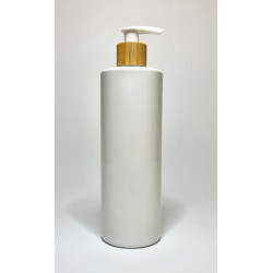 500ml White Cylinder Bottle with Bamboo White Lotion Pump