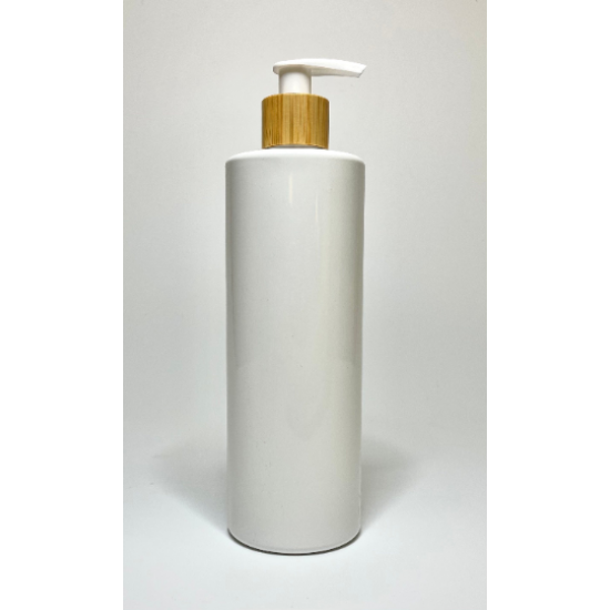 100ml White Cylinder With Bamboo & White Pump