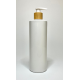 250ml White Cylinder Bottles with Bamboo Lotion Pump