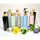 250ml White Cylinder Bottles with Bamboo Lotion Pump