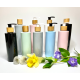 500ml White Cylinder Bottles with Bamboo Black Lotion Pump