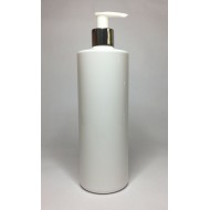 500ml White Cylinder Bottle with Chrome & White Lotion Pump