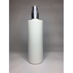 500ml White Cylinder Bottle with Silver Chrome Treatment Pump