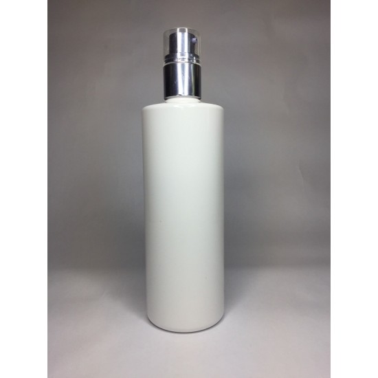 500ml White Cylinder Bottle with Silver Chrome Treatment Pump 500ml White Cylinder Bottle with Silver Chrome Treatment Pump