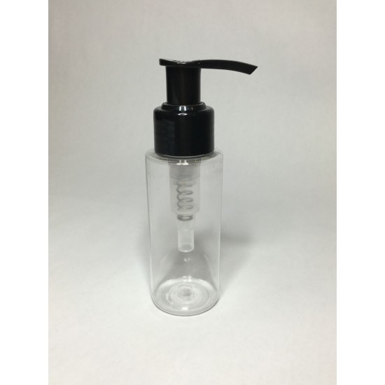 100ml Clear Plastic Cylinder Bottle with Black Lotion Pump