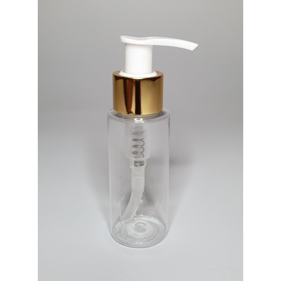 100ml Clear PET Cylindrical Bottles With Gold Pump