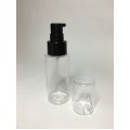 60ml Clear Plastic Cylinder Bottle & Black Serum Overcap Pump