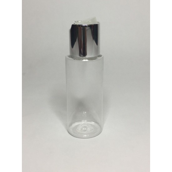 100ml Clear PET Cylinder Bottle with Shiny Silver Disc Top
