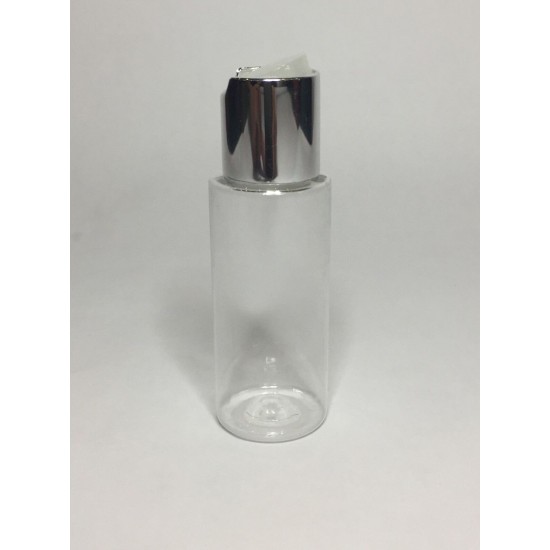 100ml Clear Plastic Cylinder Bottle with Shiny Silver Disc Top 100ml Clear Plastic Cylinder Bottle with Shiny Silver Disc Top