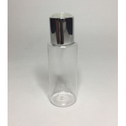 100ml Clear Plastic Cylinder Bottle with Shiny Silver Disc Top