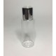 100ml Clear PET Cylinder Bottle with Shiny Silver Disc Top