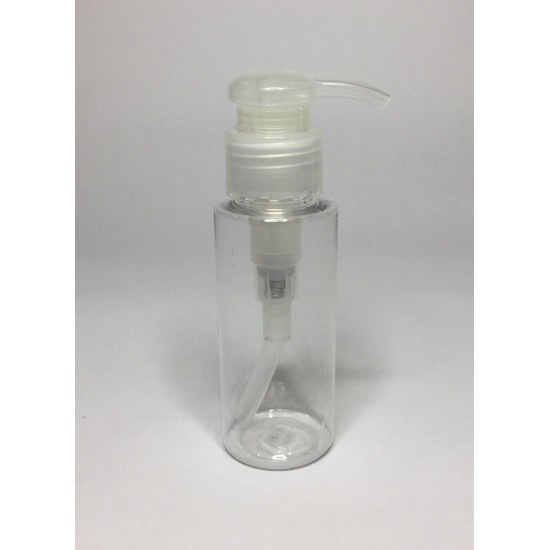 60ml Clear Plastic Cylinder Bottle & Natural Lotion Pump