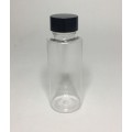 100ml Clear Plastic Cylinder Bottle with Black Ribbed Top 