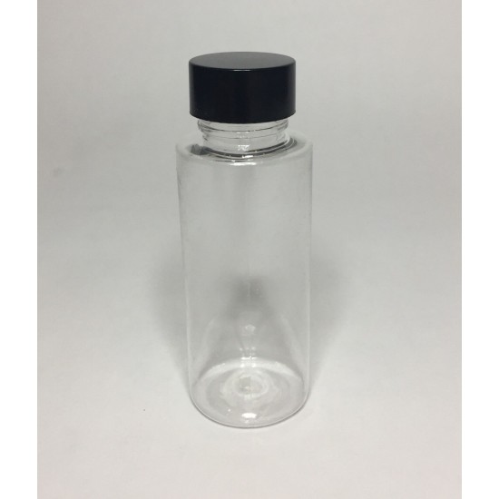 60ml Clear Plastic Cylinder Bottle & Smooth Black Cap