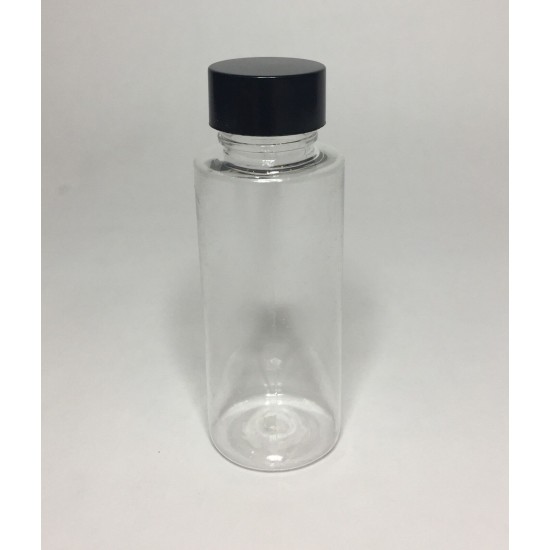 100ml Clear Plastic Cylinder Bottle with Black Ribbed Top 100ml Clear Plastic Cylinder Bottle with Black Ribbed Top