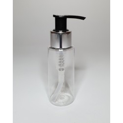 60ml Clear Plastic Cylinder Bottle with Chrome & Black Pump