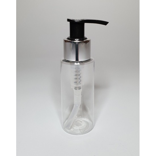 60ml Clear Plastic Cylinder Bottle with Chrome & Black Pump