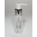 100ml Clear Plastic Cylinder Bottle with Silver & Natural Lotion Pump