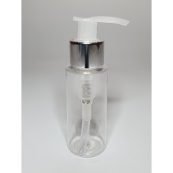 100ml Clear Plastic Cylinder Bottle with Silver & Natural Lotion Pump