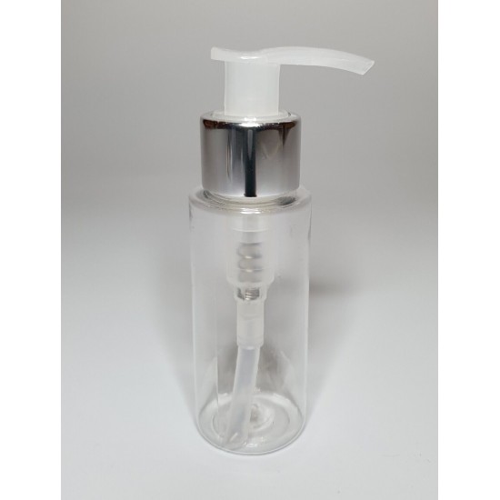 100ml Clear Plastic Cylinder Bottle with Silver & Natural Lotion Pump 100ml Clear Plastic Cylinder Bottle with Silver & Natural Lotion Pump