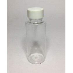 60ml Clear Plastic Cylinder Bottle & Smooth White Cap