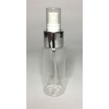 60ml Clear Plastic Cylinder Bottle & Chrome White Atomiser