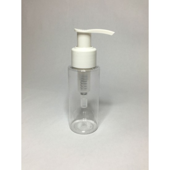 100ml Clear Plastic Cylinder Bottle with White Lotion Pump