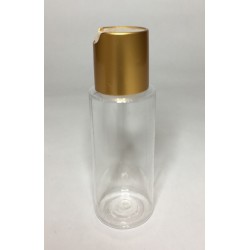 100ml Clear Plastic Cylinder Bottle with Shiny Gold Disc Top