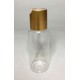 100ml Clear Plastic Cylinder Bottle with Matt Gold Disc Top