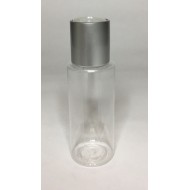 100ml Clear Plastic Cylinder Bottle with Matt Silver Disc Top