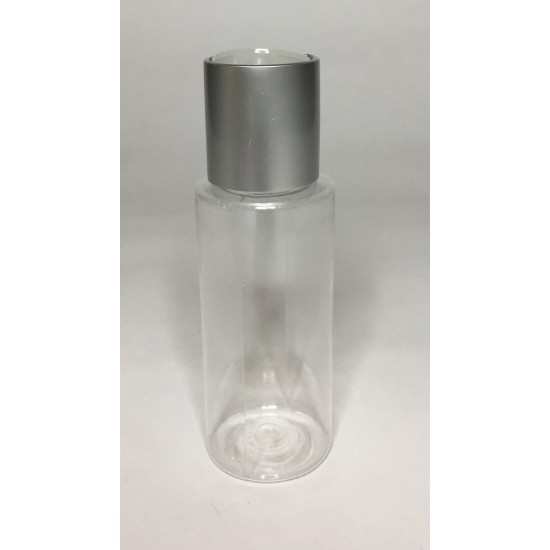 100ml Clear Plastic Cylinder Bottle with Matt Silver Disc Top 100ml Clear Plastic Cylinder Bottle with Matt Silver Disc Top