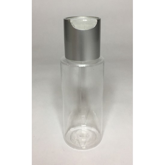 100ml Clear Plastic Cylinder Bottle with Matt Silver Disc Top 100ml Clear Plastic Cylinder Bottle with Matt Silver Disc Top