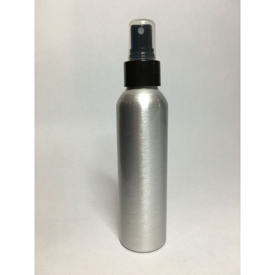 125ml Aluminium Boston Bottle With Black Atomiser Spray Pump