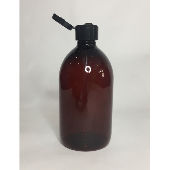 500ml Amber PET Sirop Bottle with Black Flip Top