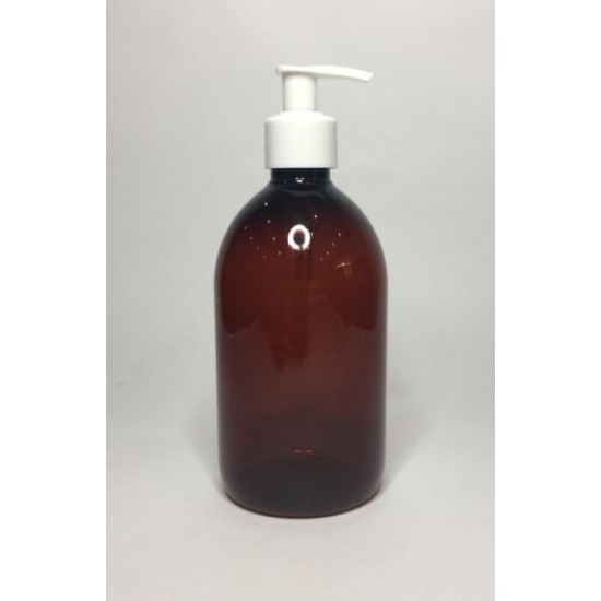 500ml Amber PET Sirop Bottle with White Lotion Pump