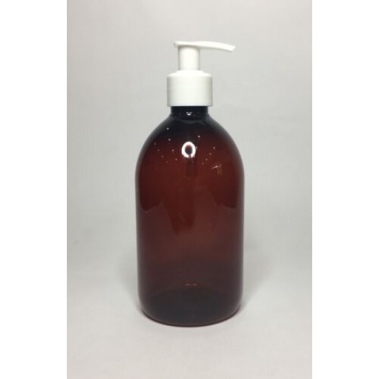 500ml Amber PET Sirop Bottle with White Lotion Pump 500ml Amber PET Sirop Bottle with White Lotion Pump