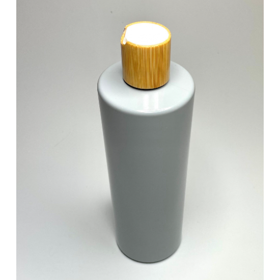 500ml Grey PET Plastic Cylinder Bottles with Bamboo Disc Top