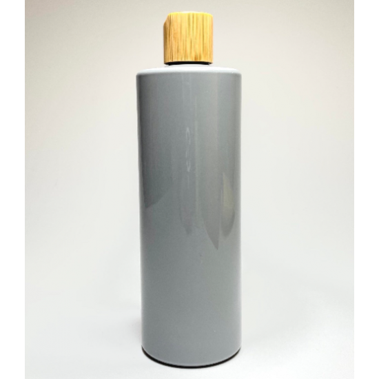 500ml Grey PET Plastic Cylinder Bottles with Bamboo Disc Top