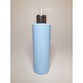 500ml Baby Blue Cylindrical PET Plastic Bottles With Shiny Silver/Natural Lotion Pump