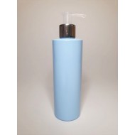 250ml Baby Blue Cylindrical PET Plastic Bottles With Shiny Silver/Natural Lotion Pump