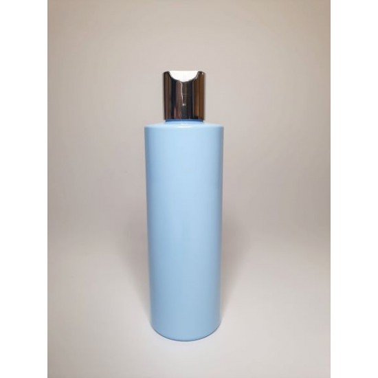 500ml Baby Blue Cylindrical PET Plastic Bottles With Shiny Silver Disc Top