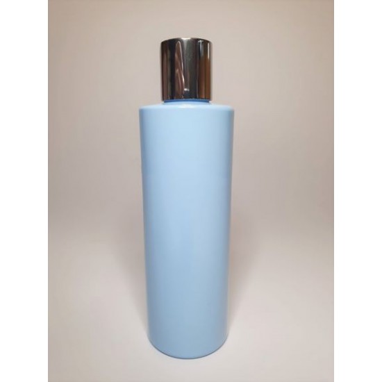 500ml Baby Blue Cylindrical PET Plastic Bottles With Shiny Silver Disc Top