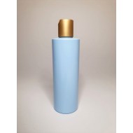 250ml Baby Blue Cylindrical PET Plastic Bottles With Matt Gold Disc Top